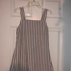 Striped summer dress with apron wrap closure